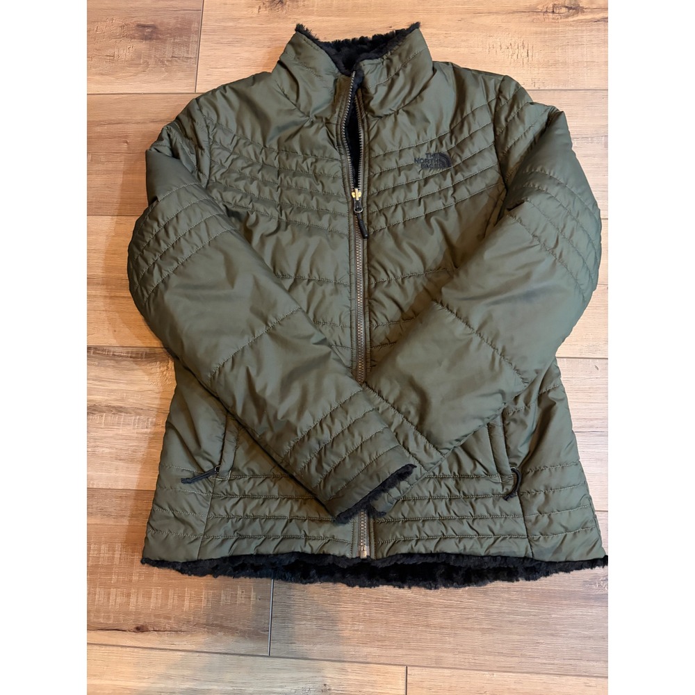 The North Face Mossbud Swirl Reversible Jacket Olive Gorpcore Puffer Women M